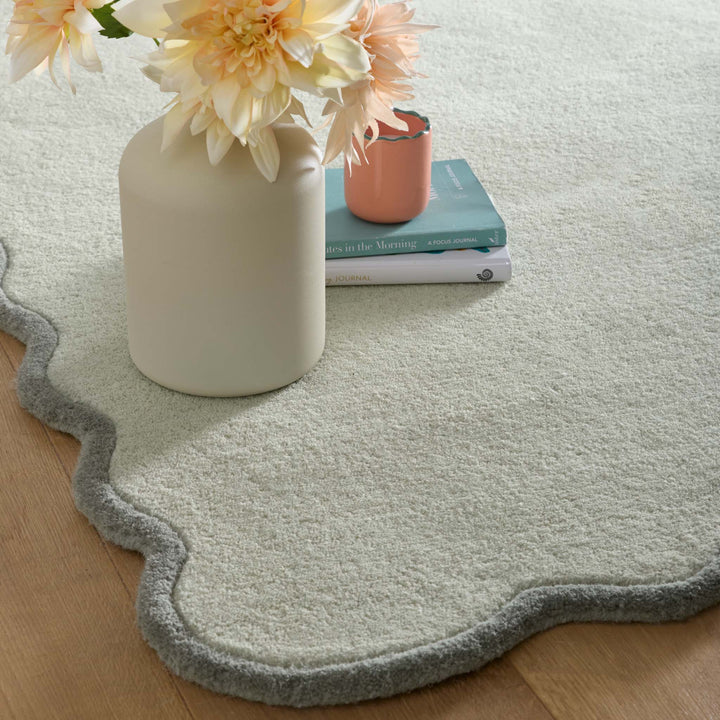 Origins Scalloped Elsie Wool Area Rug Sage Green - beUNIQ - Area Rug - 067x230 - Created by Product Upload
