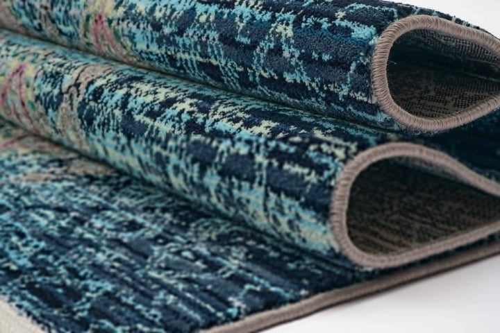 Modern Faded Area Rug Blue Grey - beUNIQ - blue grey rug - 100cm x 150cm - CH013