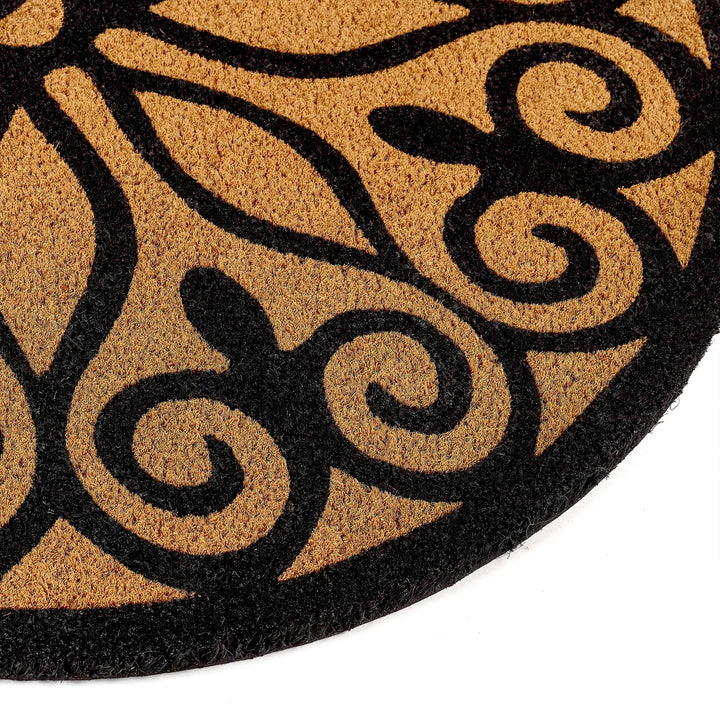 My Mat Printed Coir Scroll Entrance Doormat 45x75cm Black - beUNIQ - black doormat - coir doormat