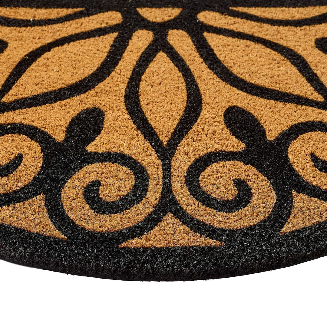 My Mat Printed Coir Scroll Entrance Doormat 45x75cm Black - beUNIQ - black doormat - coir doormat