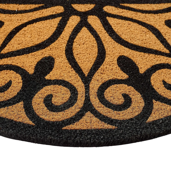 My Mat Printed Coir Scroll Entrance Doormat 45x75cm Black - beUNIQ - black doormat - coir doormat