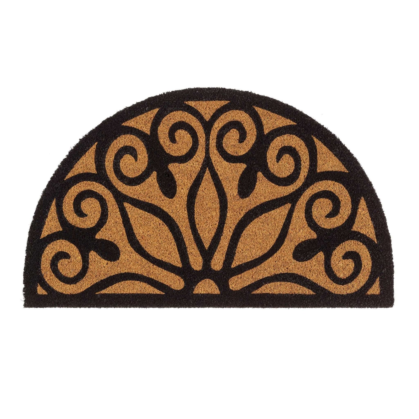 My Mat Printed Coir Scroll Entrance Doormat 45x75cm Black - beUNIQ - black doormat - coir doormat