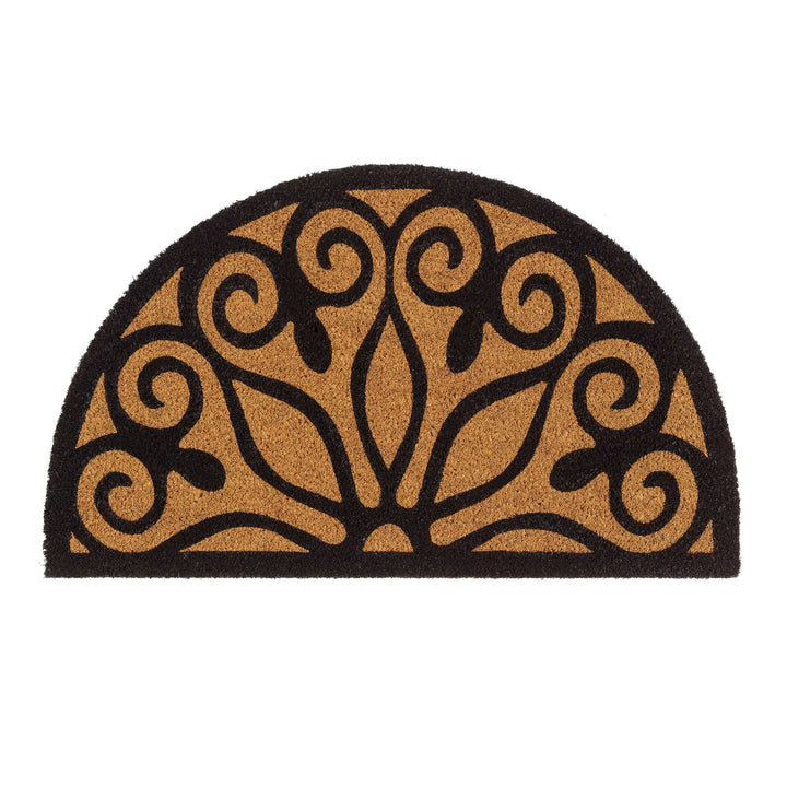 My Mat Printed Coir Scroll Entrance Doormat 45x75cm Black - beUNIQ - black doormat - coir doormat