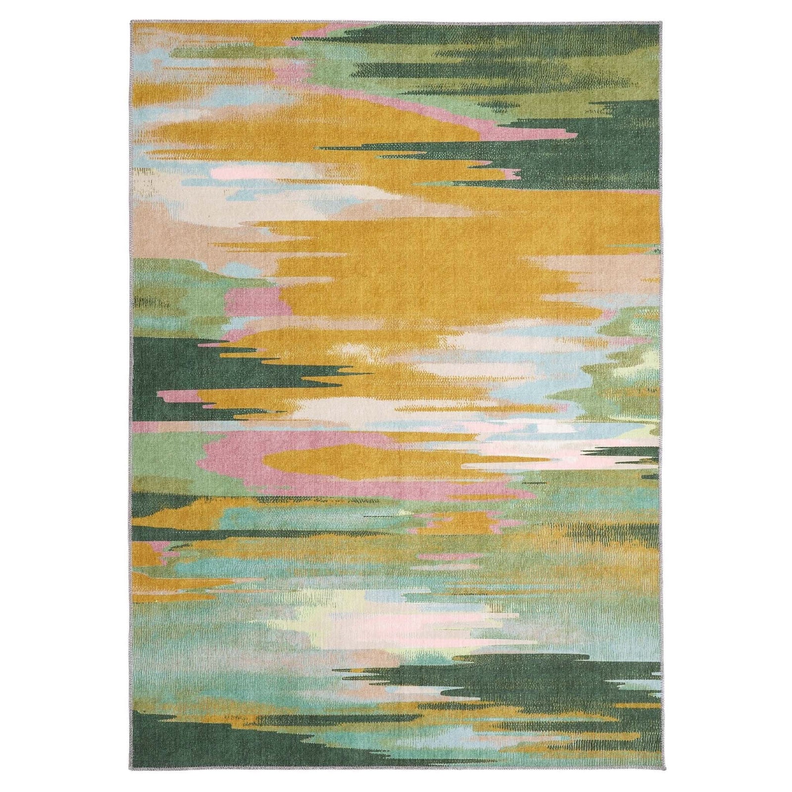 Phoenox Origin Washable Abstract Rug Green Ochre - beUNIQ - abstract rug - 80x150 - Created by Product Upload