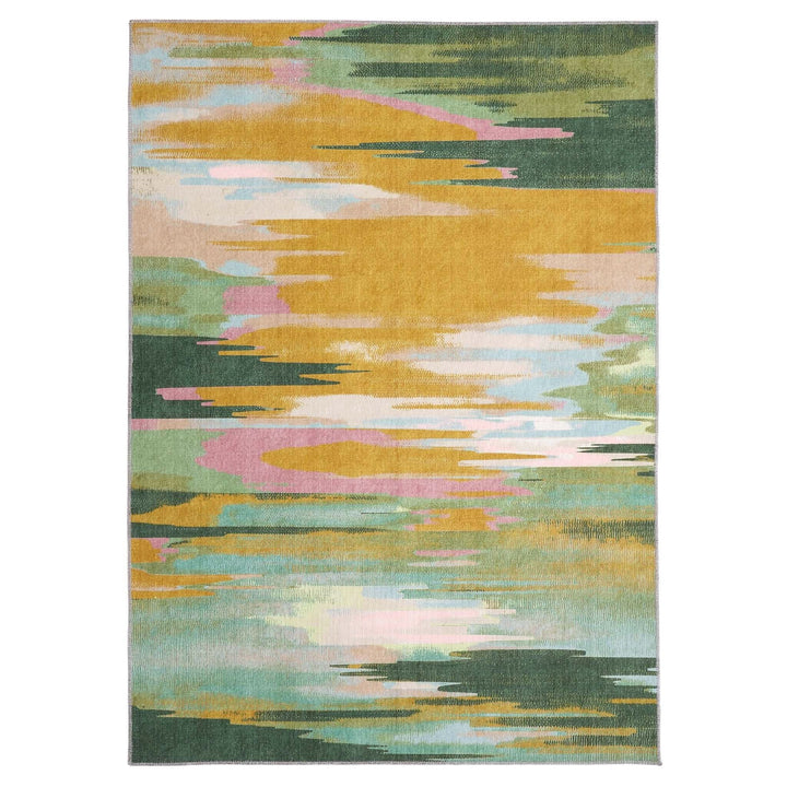 Phoenox Origin Washable Abstract Rug Green Ochre - beUNIQ - abstract rug - 80x150 - Created by Product Upload