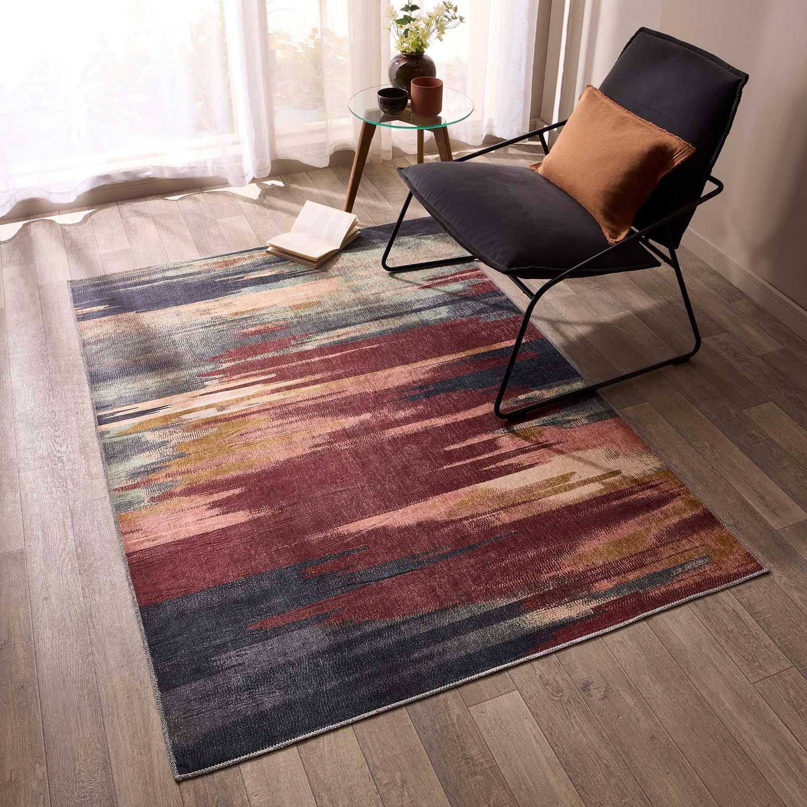 Origins Sedona Washable Area Rug Rust and Navy Abstract - beUNIQ - chenille rug - 80x150 - Created by Product Upload