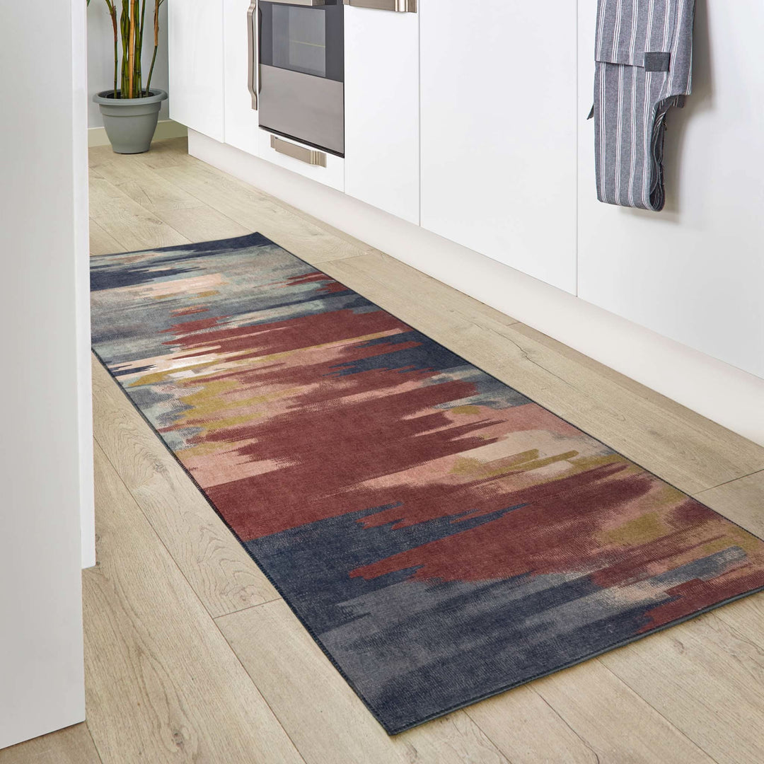 Origins Sedona Washable Area Rug Rust and Navy Abstract - beUNIQ - chenille rug - 67x200 - Created by Product Upload