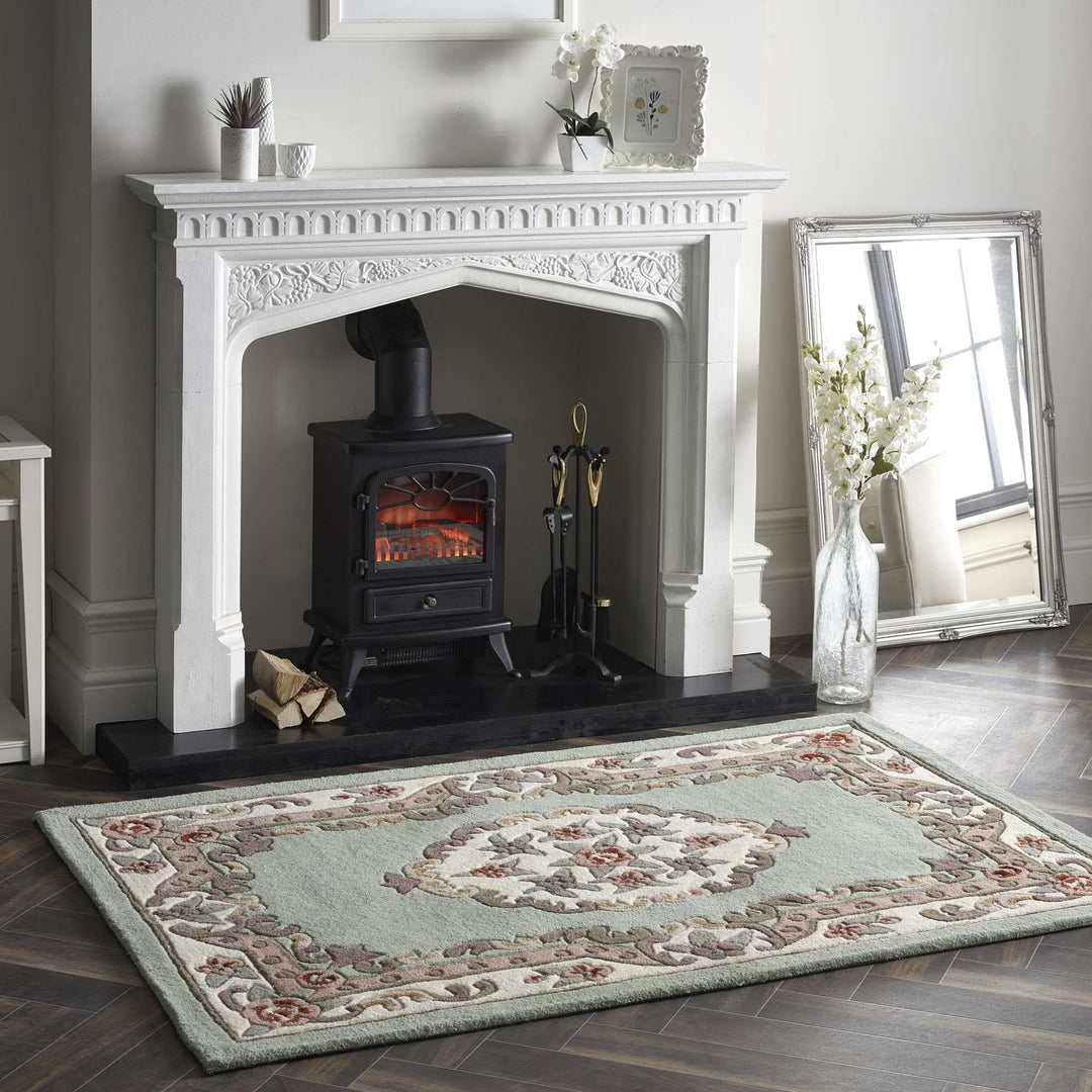 Origins Shensi Hand Tufted Pure Wool Green Traditional Area Rug - beUNIQ - Created by Product Upload - 60cm x 120cm - green traditional rug