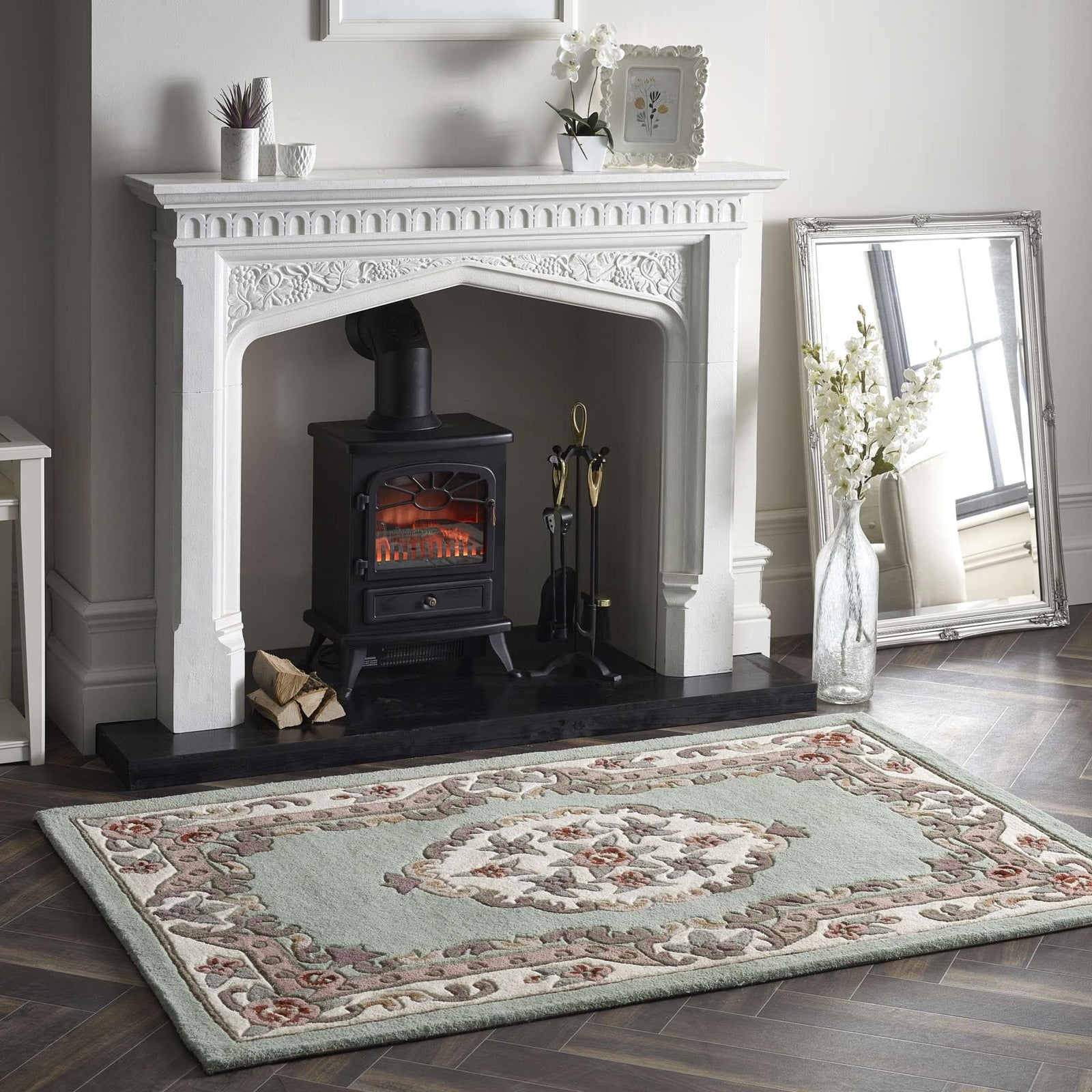 Origins Shensi Hand Tufted Pure Wool Green Traditional Area Rug - beUNIQ - Created by Product Upload - 60cm x 120cm - green traditional rug