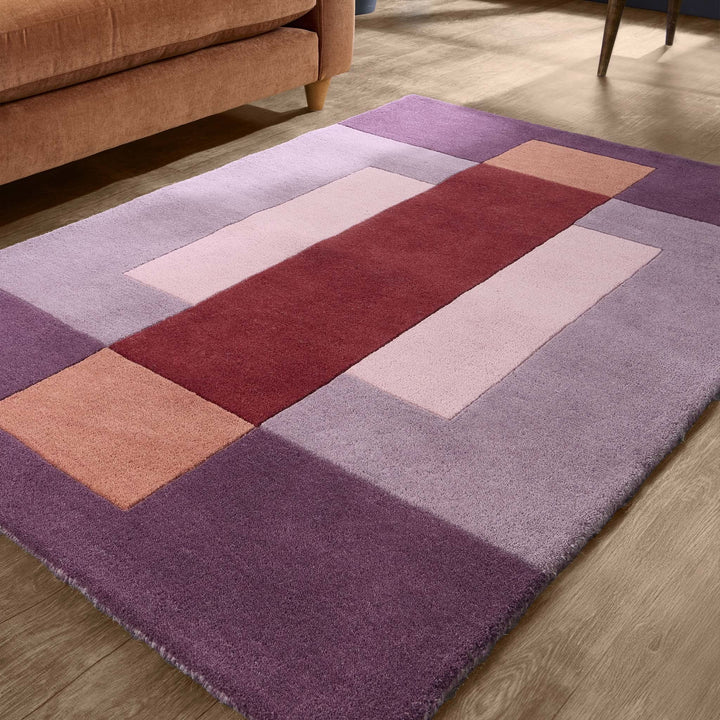 Origins Sienna Block Patterned Wool Rug Multi - Colour Geometric Design - beUNIQ - Created by Product Upload - 120x170 - living room rug