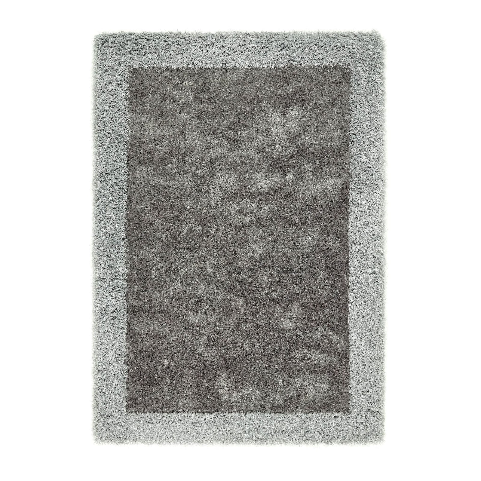 Origins Shimmer Shaggy Border Silver Soft High Pile Rug - beUNIQ - border rug - 80cx150 - Created by Product Upload