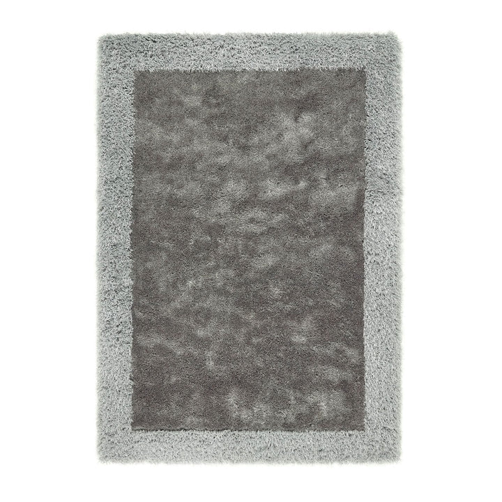 Origins Shimmer Shaggy Border Silver Soft High Pile Rug - beUNIQ - border rug - 80cx150 - Created by Product Upload