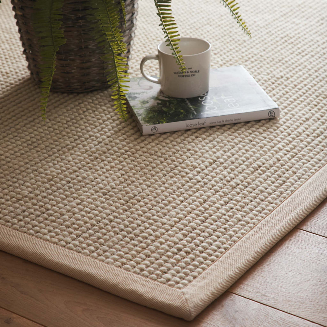 Origins Sisal Boucle Textured Rug With Classic Beige Border - beUNIQ - beige border rug - 80x150 - Created by Product Upload