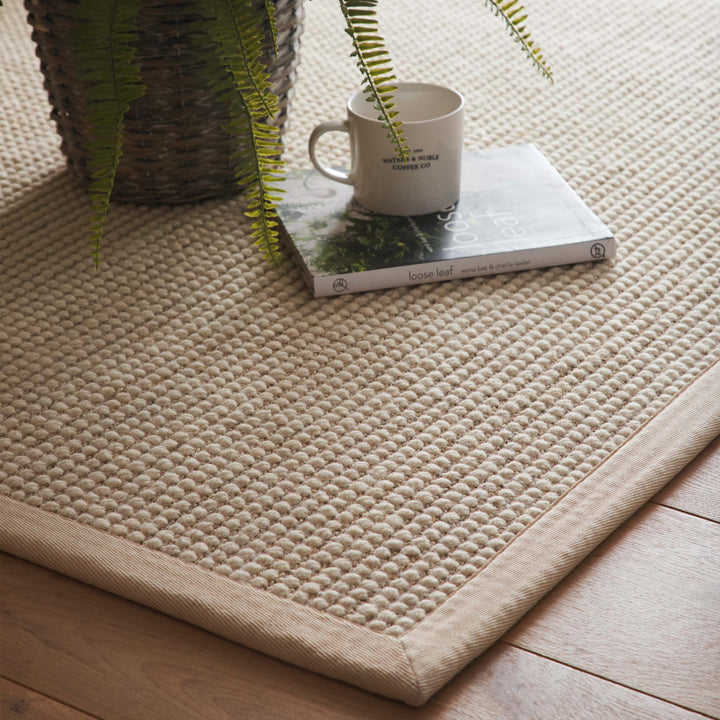 Origins Sisal Boucle Textured Rug With Classic Beige Border - beUNIQ - beige border rug - 80x150 - Created by Product Upload