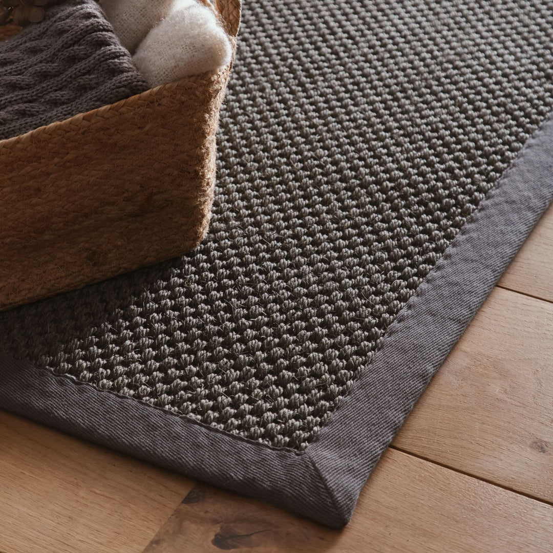 Origins Sisal Dark Grey Natural Woven Rug With Grey Border - beUNIQ - Created by Product Upload - 120x170 - dark grey rug