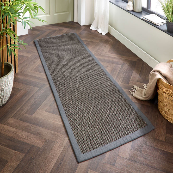 Origins Sisal Dark Grey Natural Woven Rug With Grey Border - beUNIQ - Created by Product Upload - 120x170 - dark grey rug