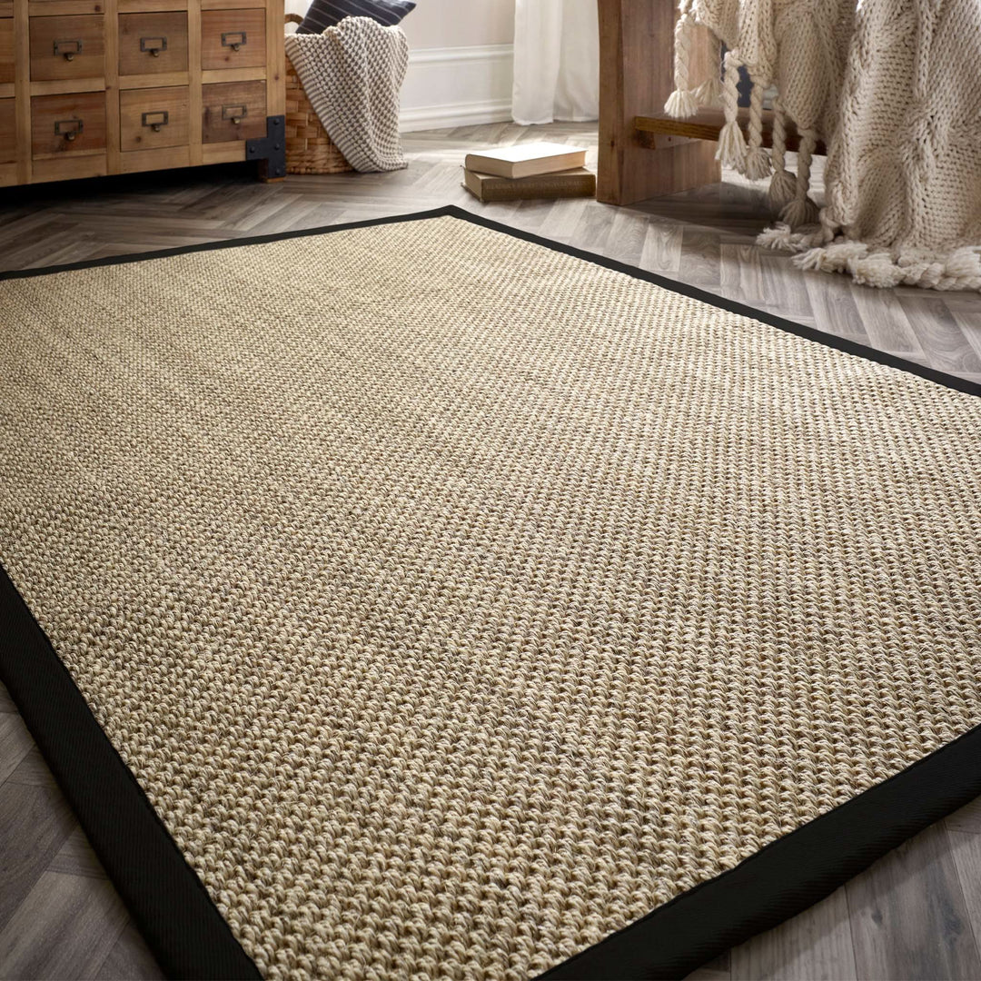 Origins Sisal Rug Light Beige with Black Border - beUNIQ - Black Border Rug - 80X150 - Created by Product Upload