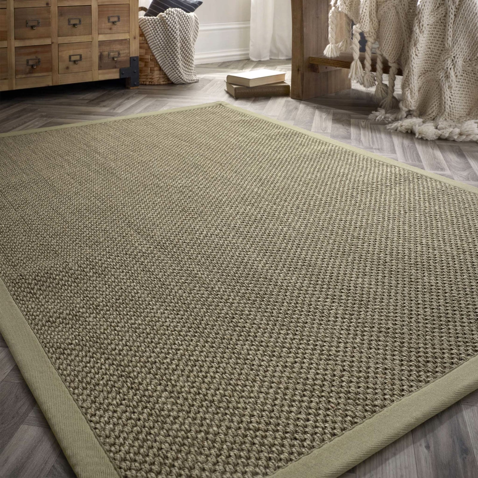 Origins Durable Sisal Sage Green Rug with Woven Border - beUNIQ - Bordered rug - 120x170 - Created by Product Upload