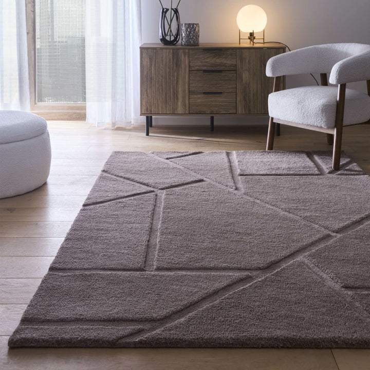 Origins Stack Geometric Rug Mauve and Grey - beUNIQ - Created by Product Upload - 120x170 - Geometric Rug