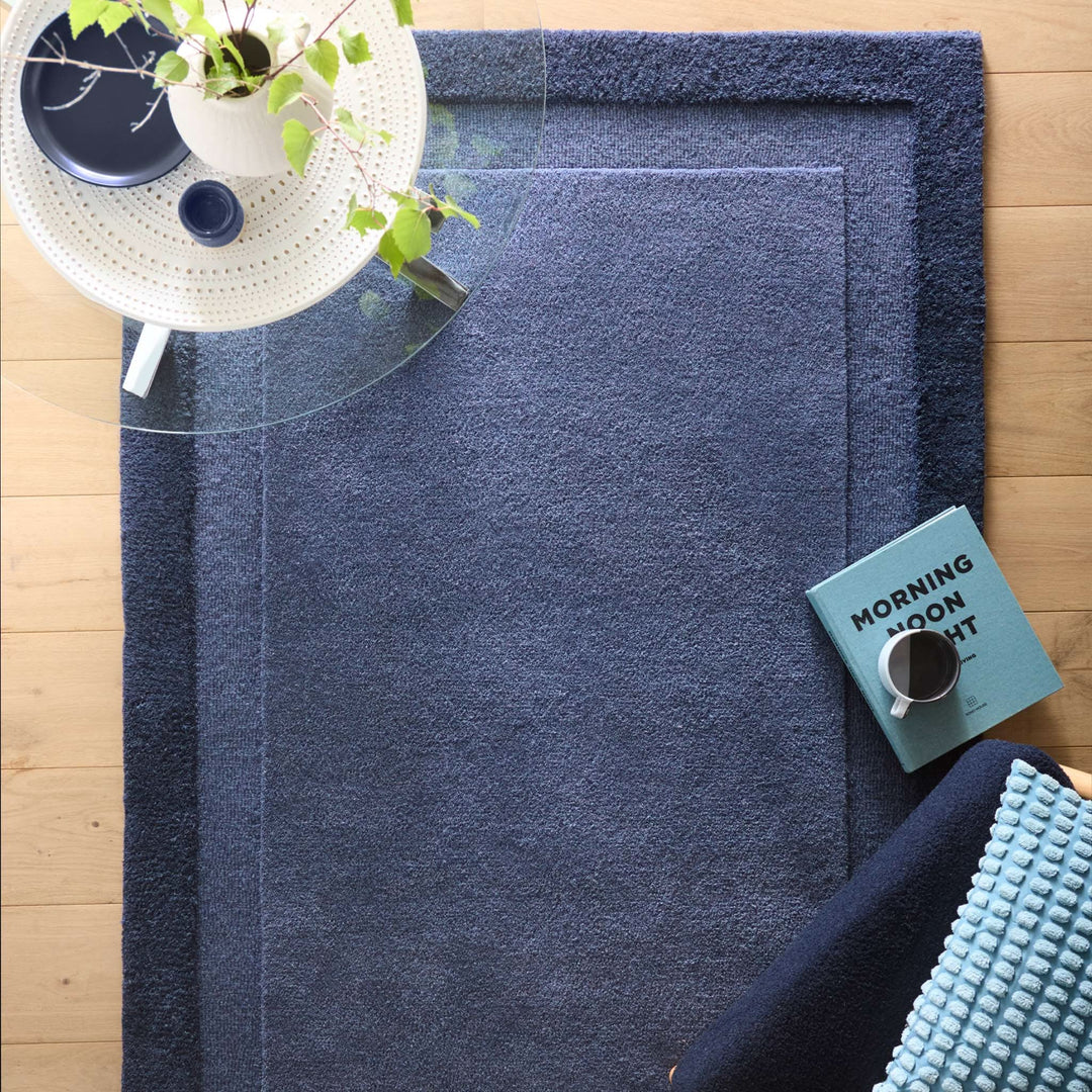Origins Stacked Border Wool Rug in Evening Blue - beUNIQ - Created by Product Upload - 120x170 - Evening Blue rug