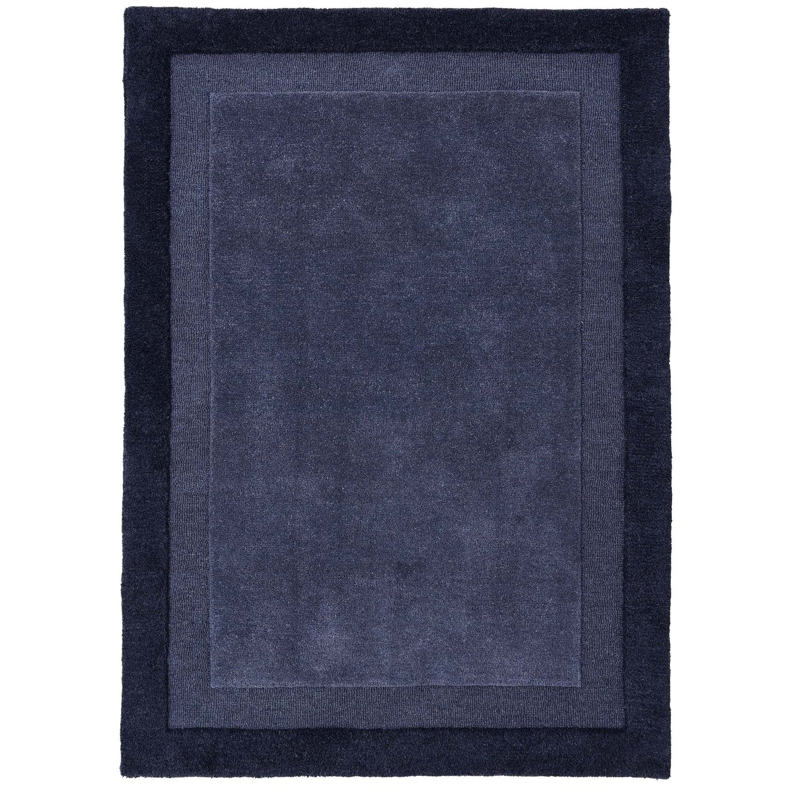 Origins Stacked Border Wool Rug in Evening Blue - beUNIQ - Created by Product Upload - 120x170 - Evening Blue rug