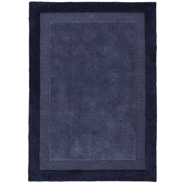 Origins Stacked Border Wool Rug in Evening Blue - beUNIQ - Created by Product Upload - 120x170 - Evening Blue rug