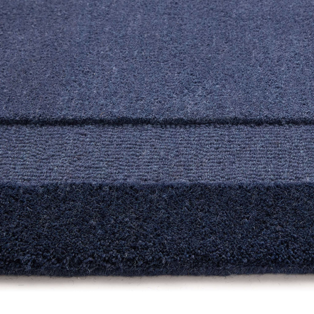 Origins Stacked Border Wool Rug in Evening Blue - beUNIQ - Created by Product Upload - 120x170 - Evening Blue rug