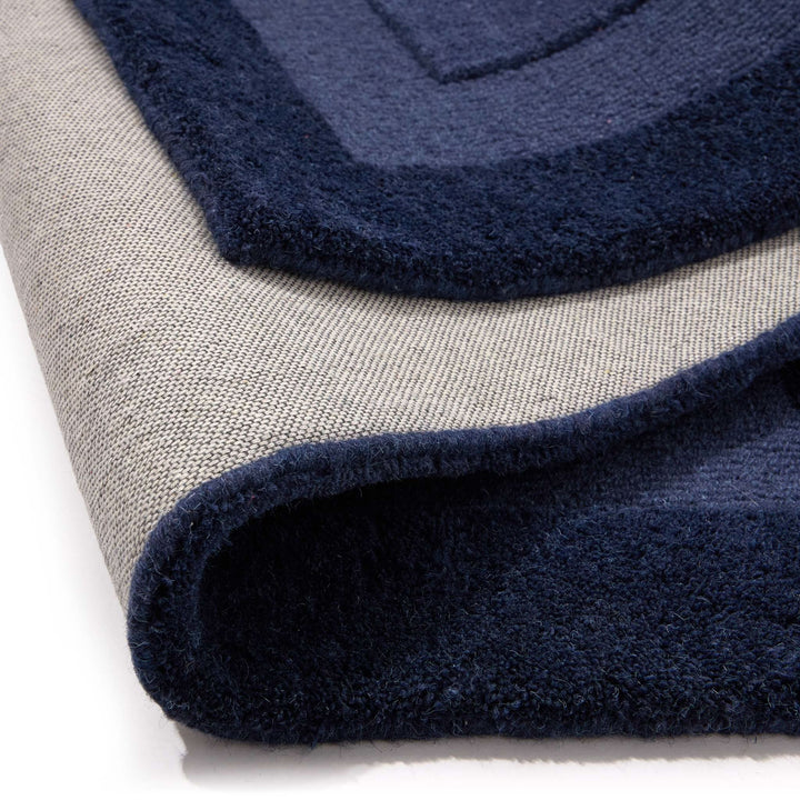 Origins Stacked Border Wool Rug in Evening Blue - beUNIQ - Created by Product Upload - 120x170 - Evening Blue rug