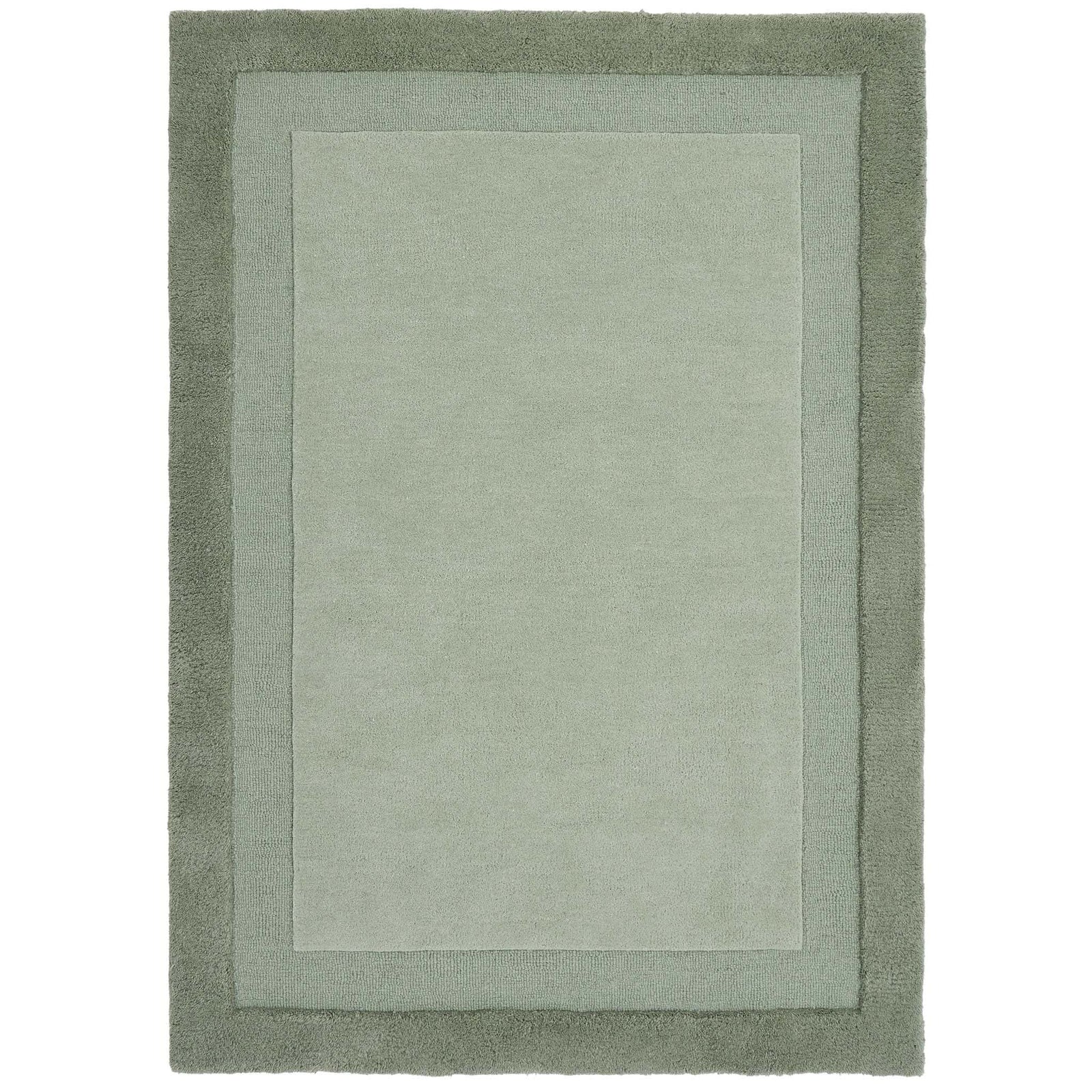 Origins Stacked Border Wool Area Rug in Soft Green - beUNIQ - Created by Product Upload - 120x170 - Modern Living Room Rug