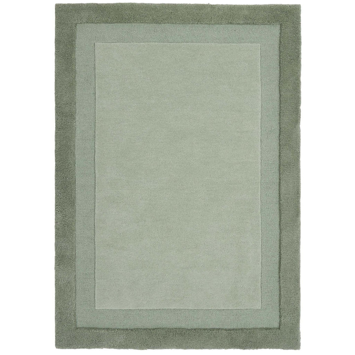 Origins Stacked Border Wool Area Rug in Soft Green - beUNIQ - Created by Product Upload - 120x170 - Modern Living Room Rug
