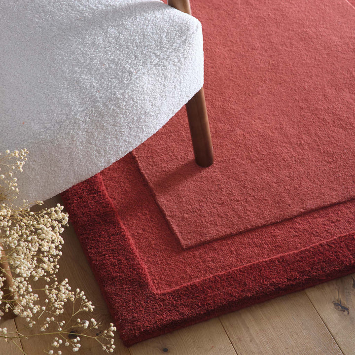 Origins Stacked Border Wool Rug Wine Red - beUNIQ - Created by Product Upload - 120x170 - living room rug