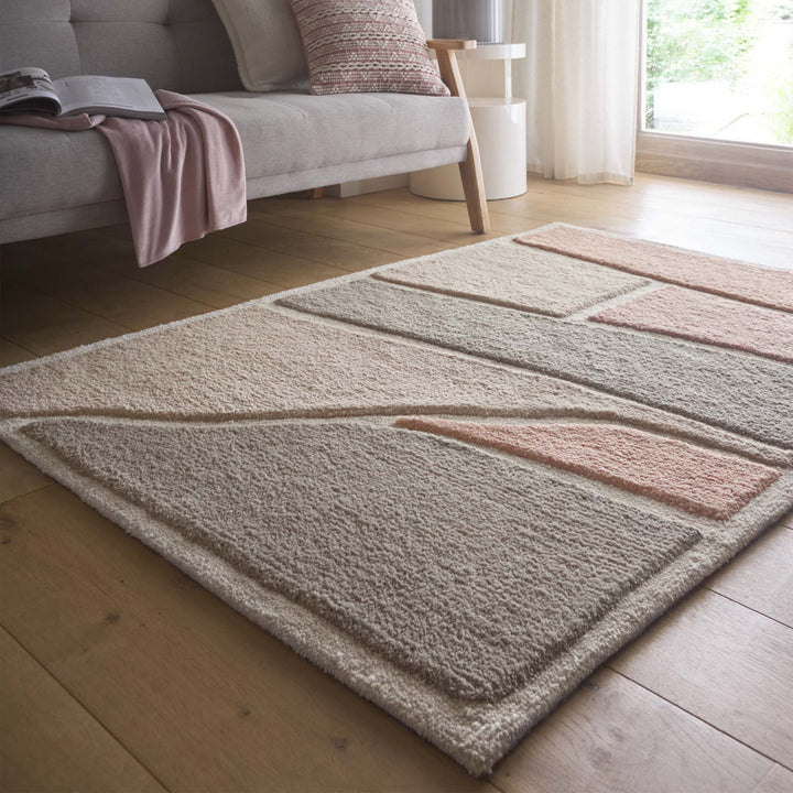 Origins Strata Abstract Area Rug Pink Grey Contemporary Style - beUNIQ - Abstract Area Rug - 120x170 - Contemporary Rug
