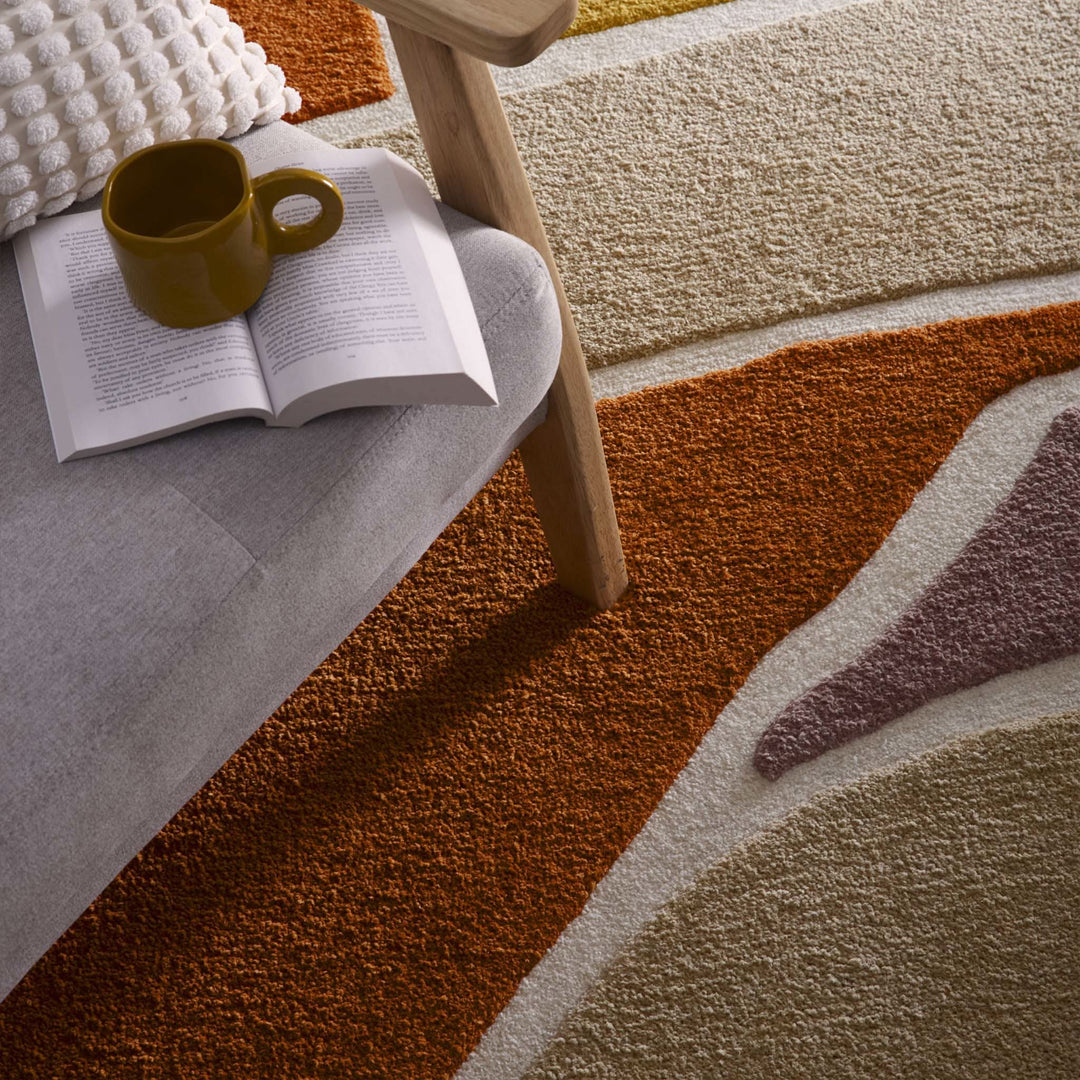 Origins Strata Terracotta Abstract Rug Contemporary Earthy Design - beUNIQ - abstract rug - 120x170 - contemporary rug