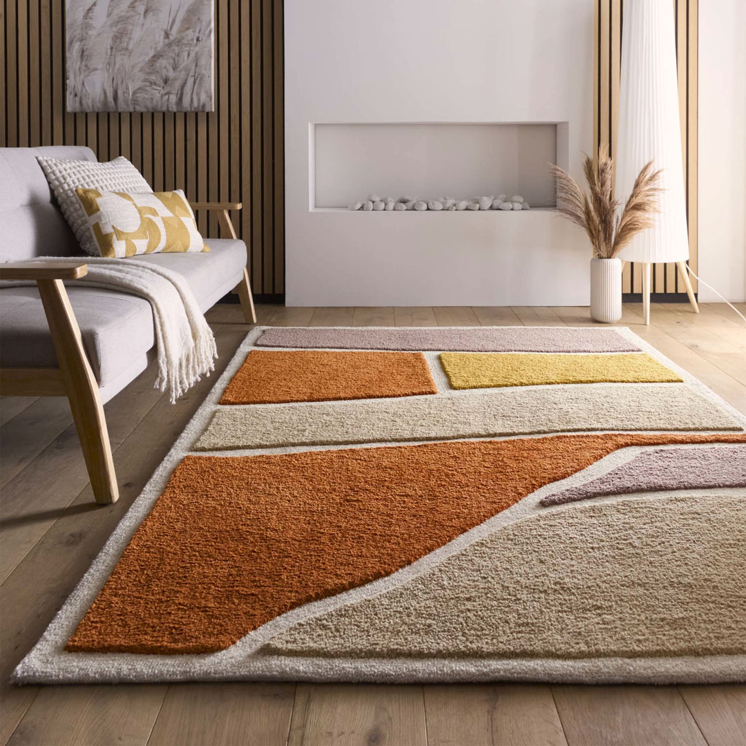 Origins Strata Terracotta Abstract Rug Contemporary Earthy Design - beUNIQ - abstract rug - 120x170 - contemporary rug