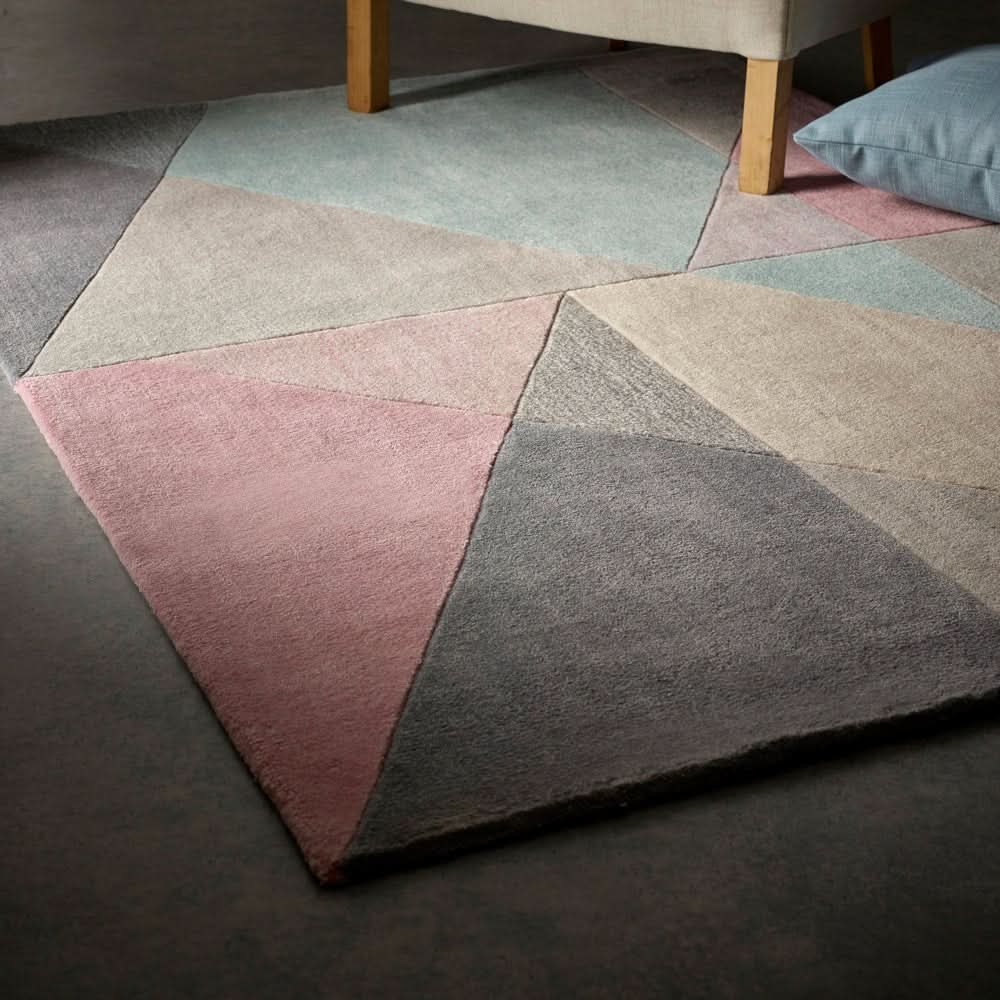 Origins Trio Multi Pastel Abstract Geometric Triangle Area Rug - beUNIQ - abstract triangle rug - 80cm x 150cm - Created by Product Upload