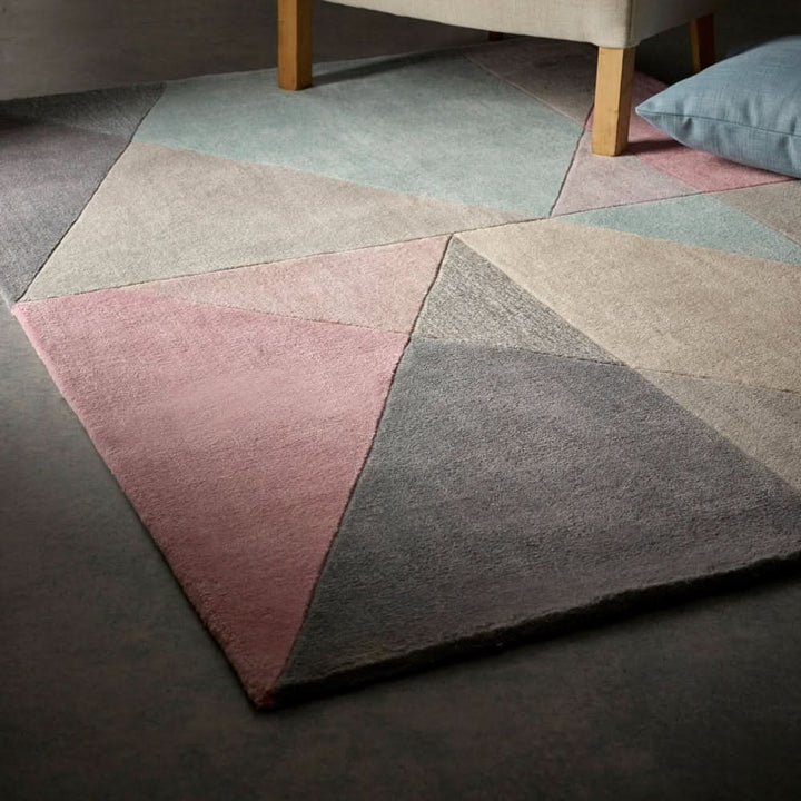 Origins Trio Multi Pastel Abstract Geometric Triangle Area Rug - beUNIQ - abstract triangle rug - 80cm x 150cm - Created by Product Upload