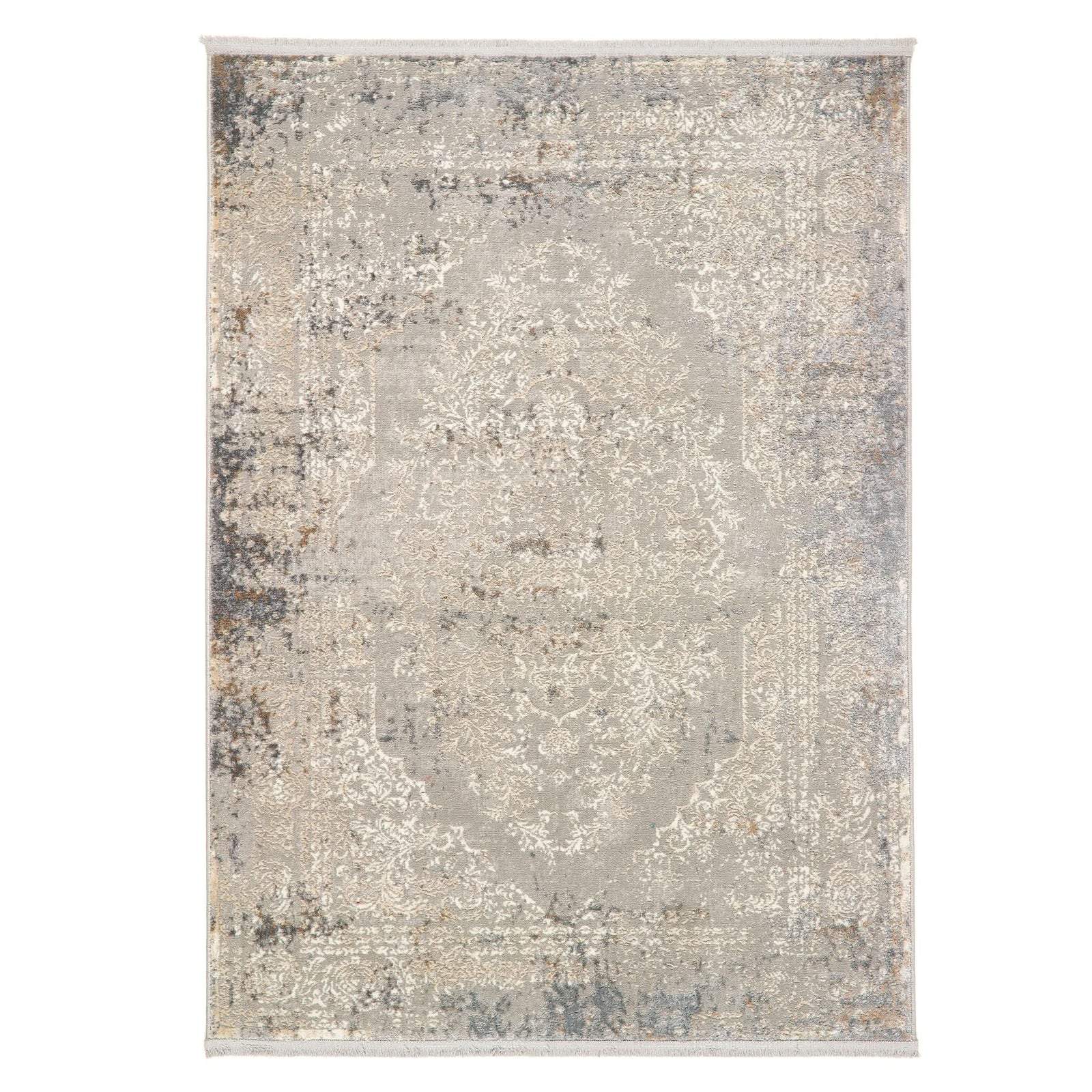 Origins Vintage Medallion Blue Grey Distressed Traditional Fringed Rug - beUNIQ - blue grey rug - 80cm x 150cm - Created by Product Upload