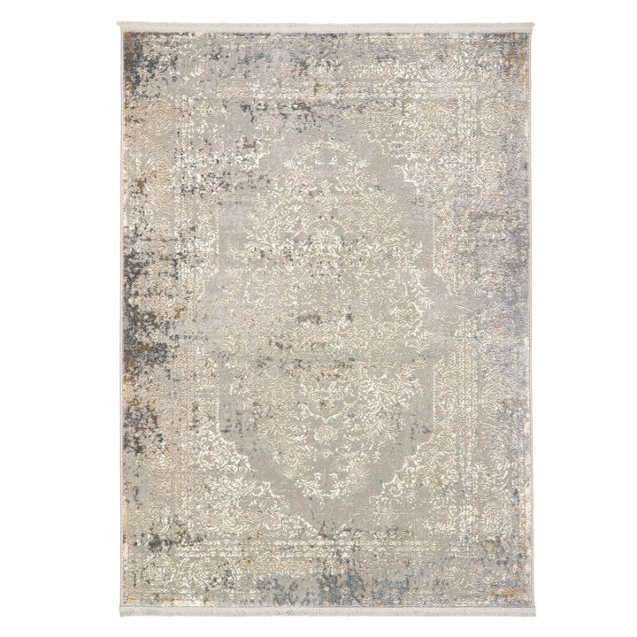 Origins Vintage Medallion Blue Grey Distressed Traditional Fringed Rug - beUNIQ - blue grey rug - 80cm x 150cm - Created by Product Upload
