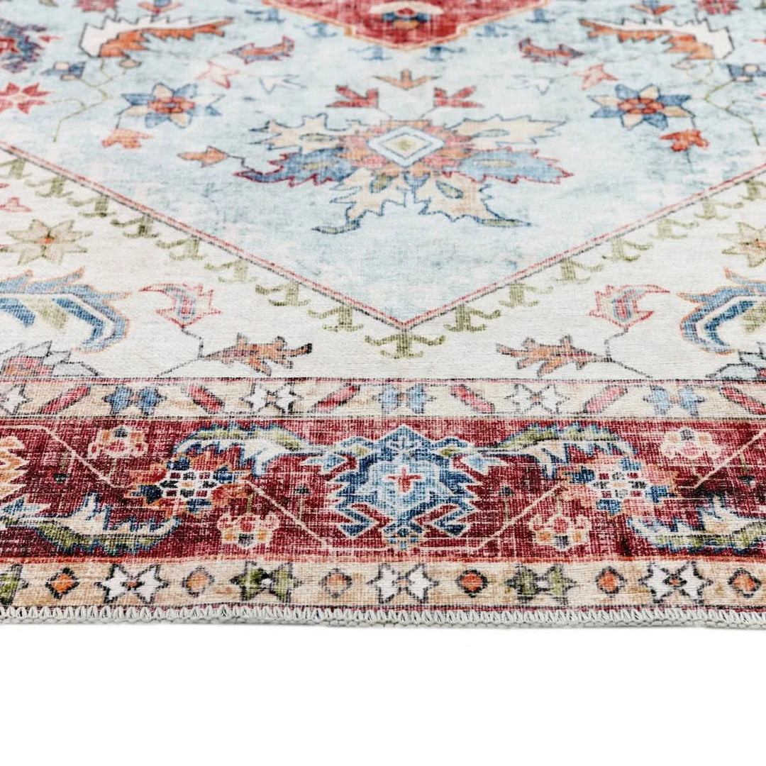 Origins Washable Marrakesh Traditional Distressed Red Medallion Indoor Rug - beUNIQ - Created by Product Upload - 80cm x 150cm - distressed medallion rug