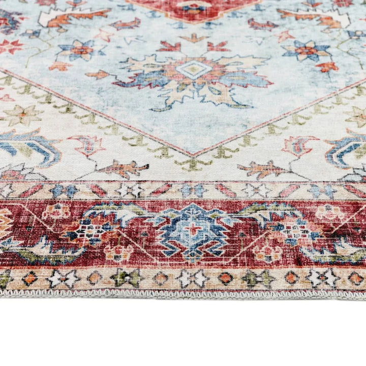 Origins Washable Marrakesh Traditional Distressed Red Medallion Indoor Rug - beUNIQ - Created by Product Upload - 80cm x 150cm - distressed medallion rug