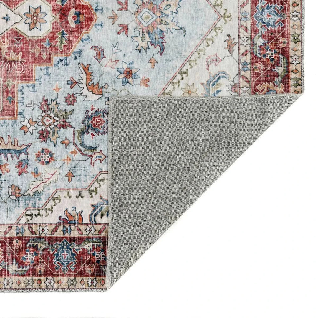 Origins Washable Marrakesh Traditional Distressed Red Medallion Indoor Rug - beUNIQ - Created by Product Upload - 67cm x 200cm - distressed medallion rug