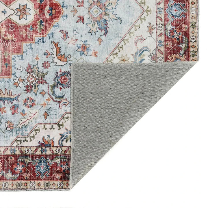 Origins Washable Marrakesh Traditional Distressed Red Medallion Indoor Rug - beUNIQ - Created by Product Upload - 67cm x 200cm - distressed medallion rug