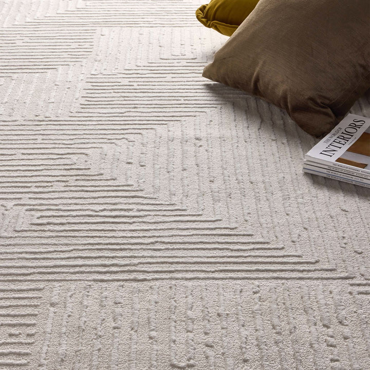 Origins Zen Geometric Area Rug Cream Soft Indoor Flooring - beUNIQ - Area Rug - 80x150 - Cream Geometric Rug