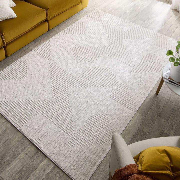 Origins Zen Geometric Area Rug Cream Soft Indoor Flooring - beUNIQ - Area Rug - 80x150 - Cream Geometric Rug
