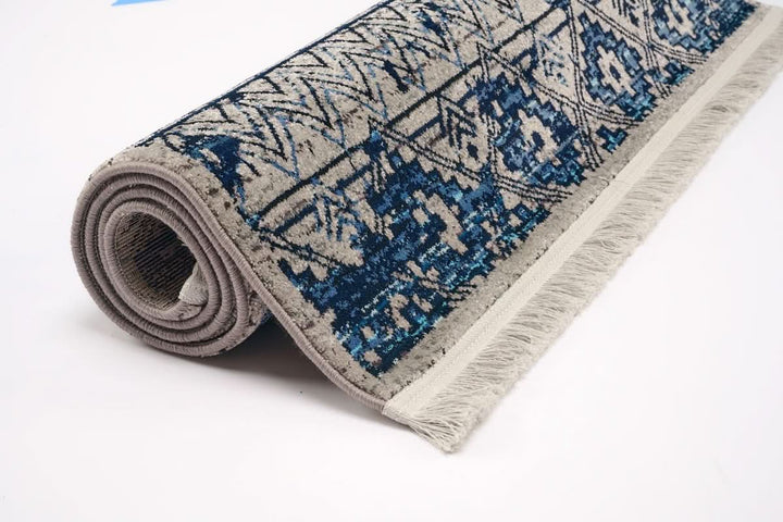 Modern Faded Area Rug Blue Grey - beUNIQ - bedroom rug - 100cm x 150cm - blue grey rug