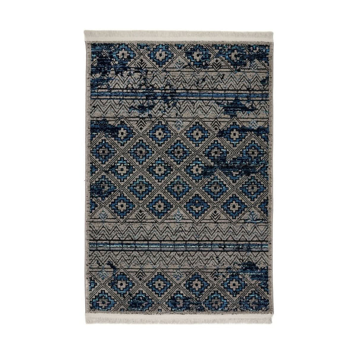 Modern Faded Area Rug Blue Grey - beUNIQ - bedroom rug - 100cm x 150cm - blue grey rug