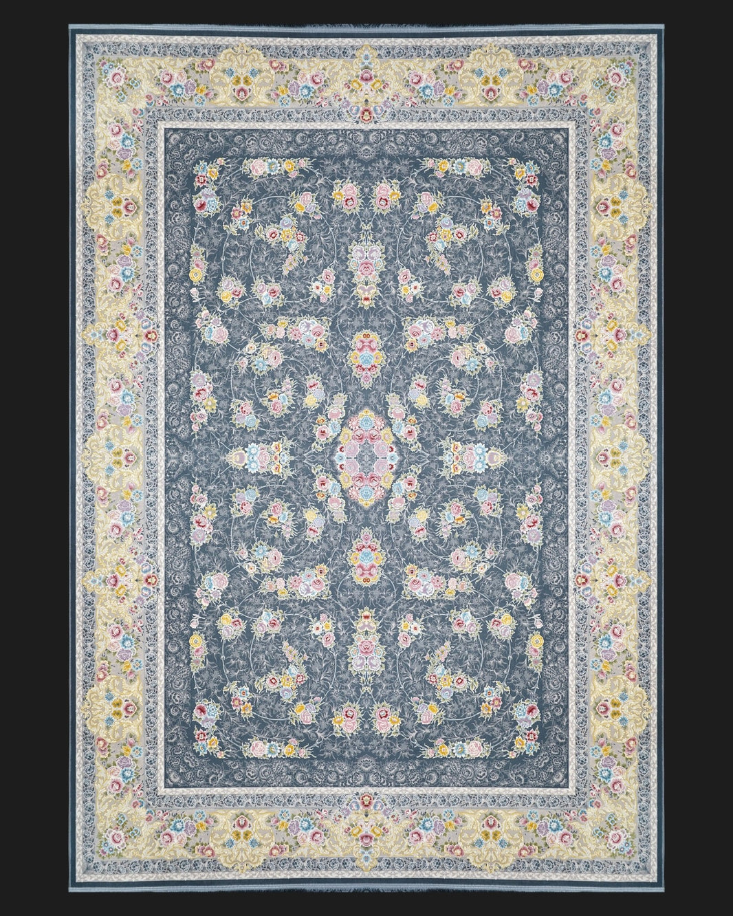 Charcoal Bloom Floral Rug - beUNIQ