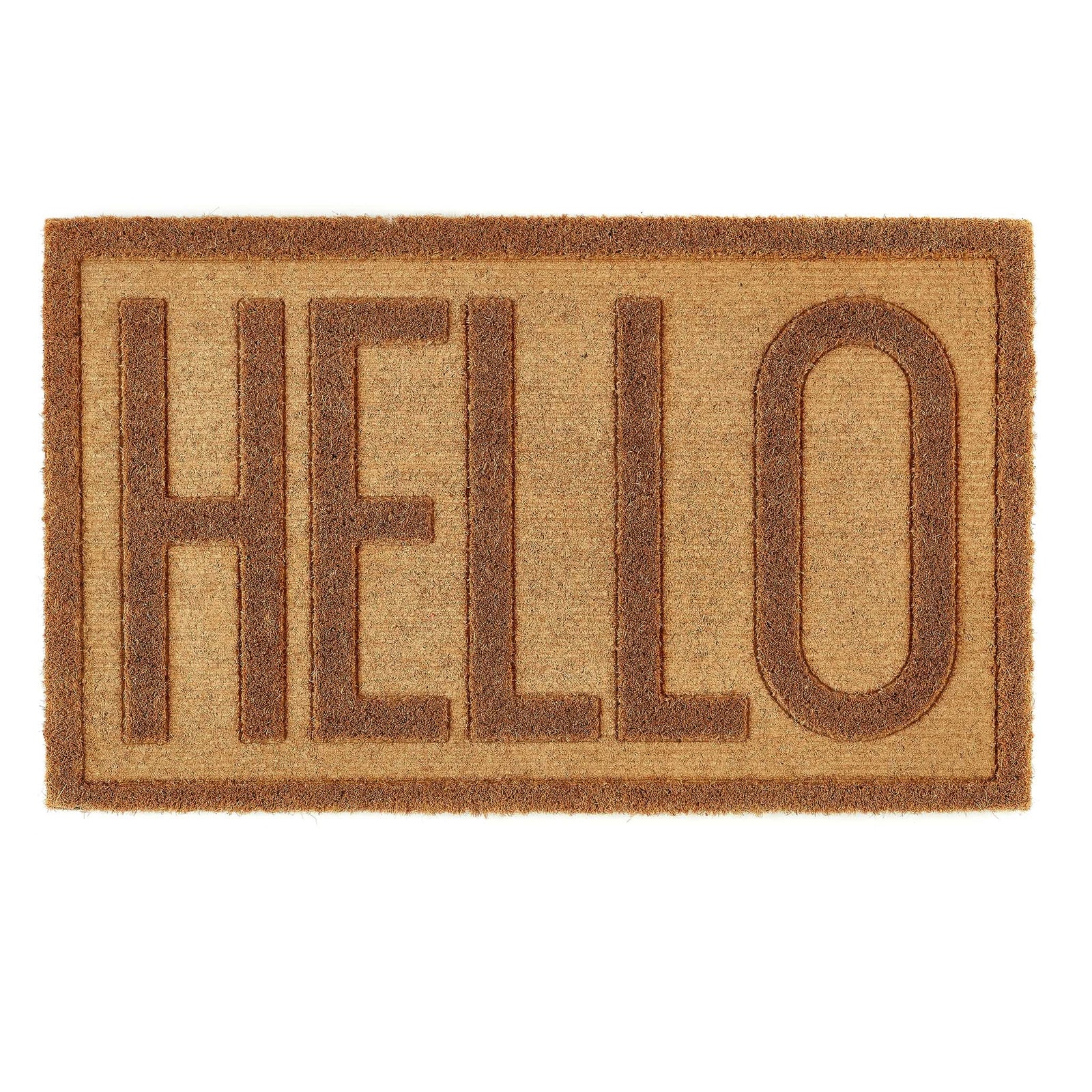My Mat Embossed Coir Hello Doormat Natural 45x75cm - beUNIQ - coir doormat - Created by Product Upload
