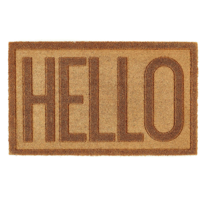 My Mat Embossed Coir Hello Doormat Natural 45x75cm - beUNIQ - coir doormat - Created by Product Upload