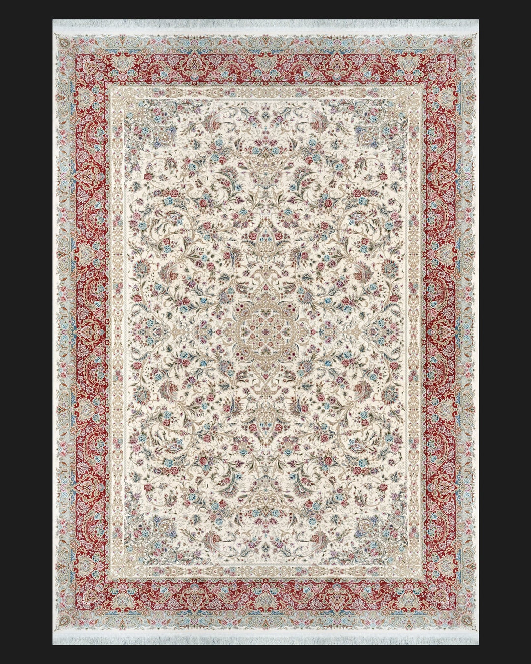 Graceful Cream – Classic Cream & Red Rug - beUNIQ